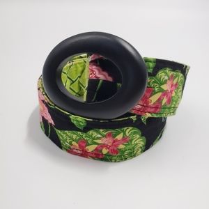 Vera Bradley Wooden Buckle Tropical Floral Print Belt Reversible
